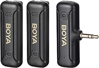 BOYA Wireless Lavalier Microphone for Camera DSLR BY-WM3T2-M2 Plug Play Microphones with 3.5mm TRS Connector Mini Noise Cancellation Cordless Clip On Mic for Video Recording YouTube Vlog Interview