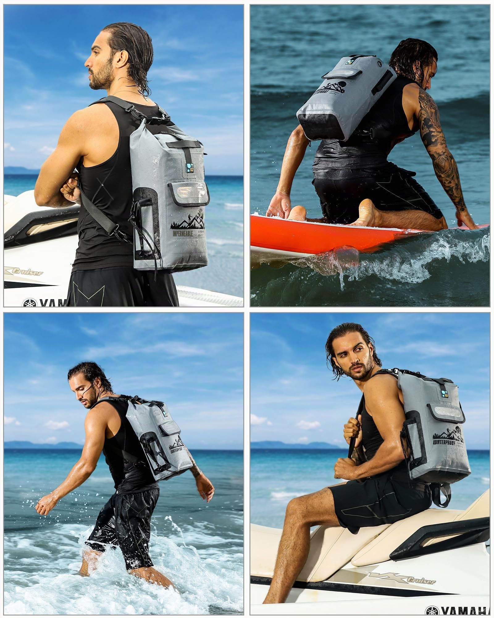 IDRYBAG Sac à dos flottant étanche 20/30/40l, forme kayak