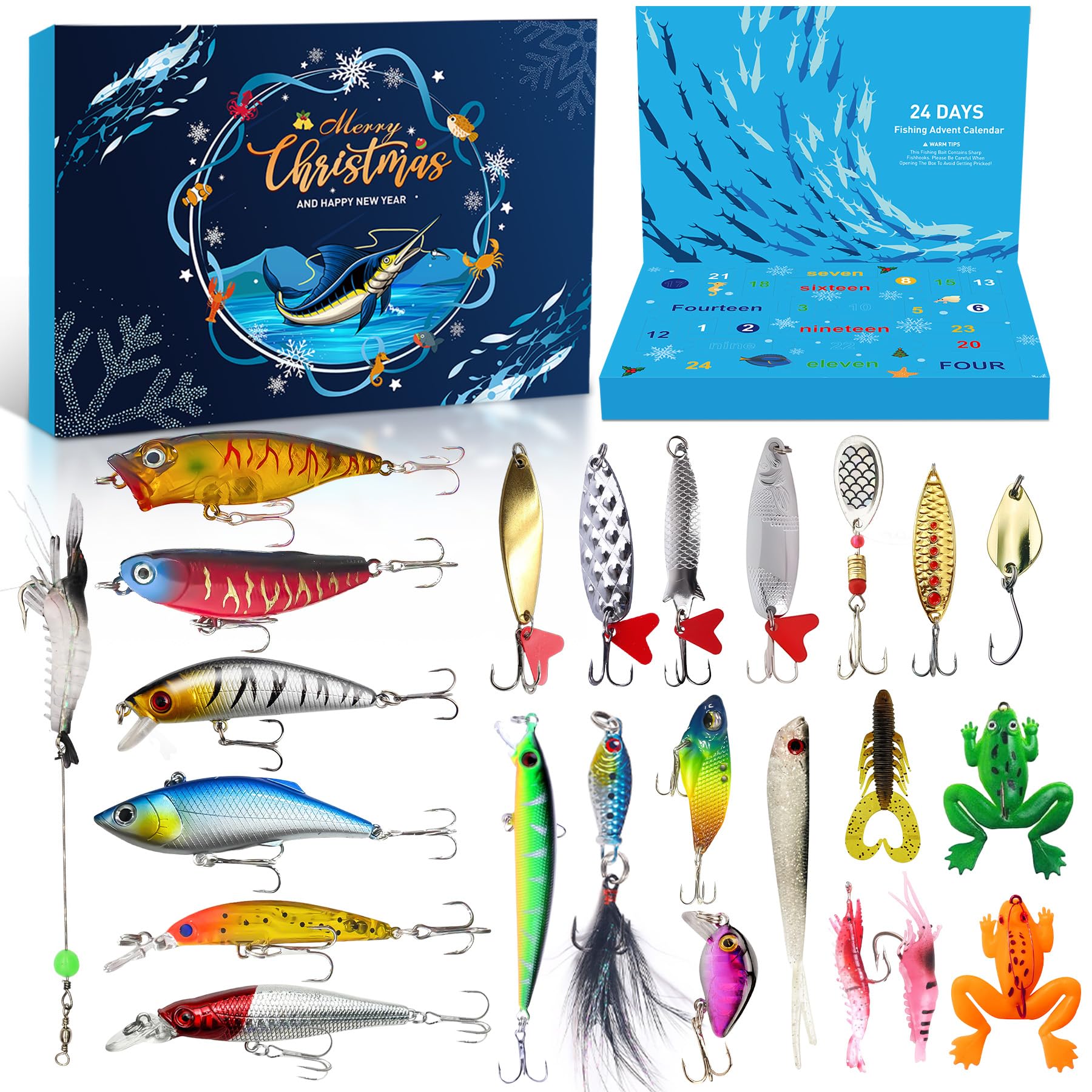 T.C.G Handmade Lures 45s-55sアワビ貼り12個セット Amazon.com: Fishing Advent Calendar 2026, Fishing Lure Set - 24