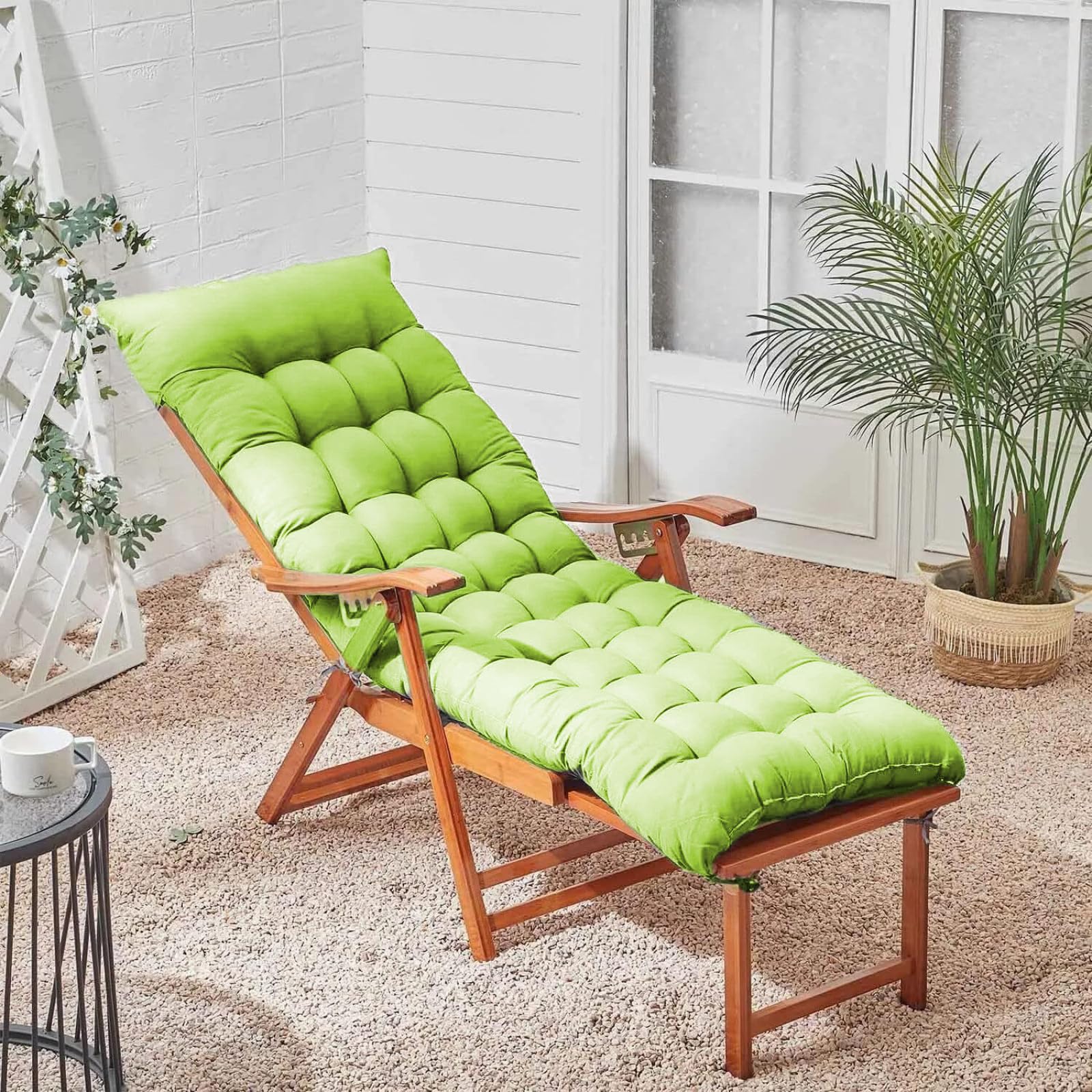 KYMMPL Thickend Sun Lounger Cushion Chaise Rocking Chair Cushion with Ties Comfy and Soft Recliner Relaxer Solid Color Mattress for Indoor& Outdoor Furniture (Grass Green,110 * 40)