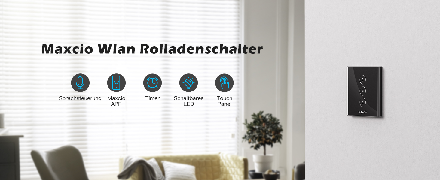 Maxcio Interrupteur Volet Roulant Connecté WiFi, Compatible