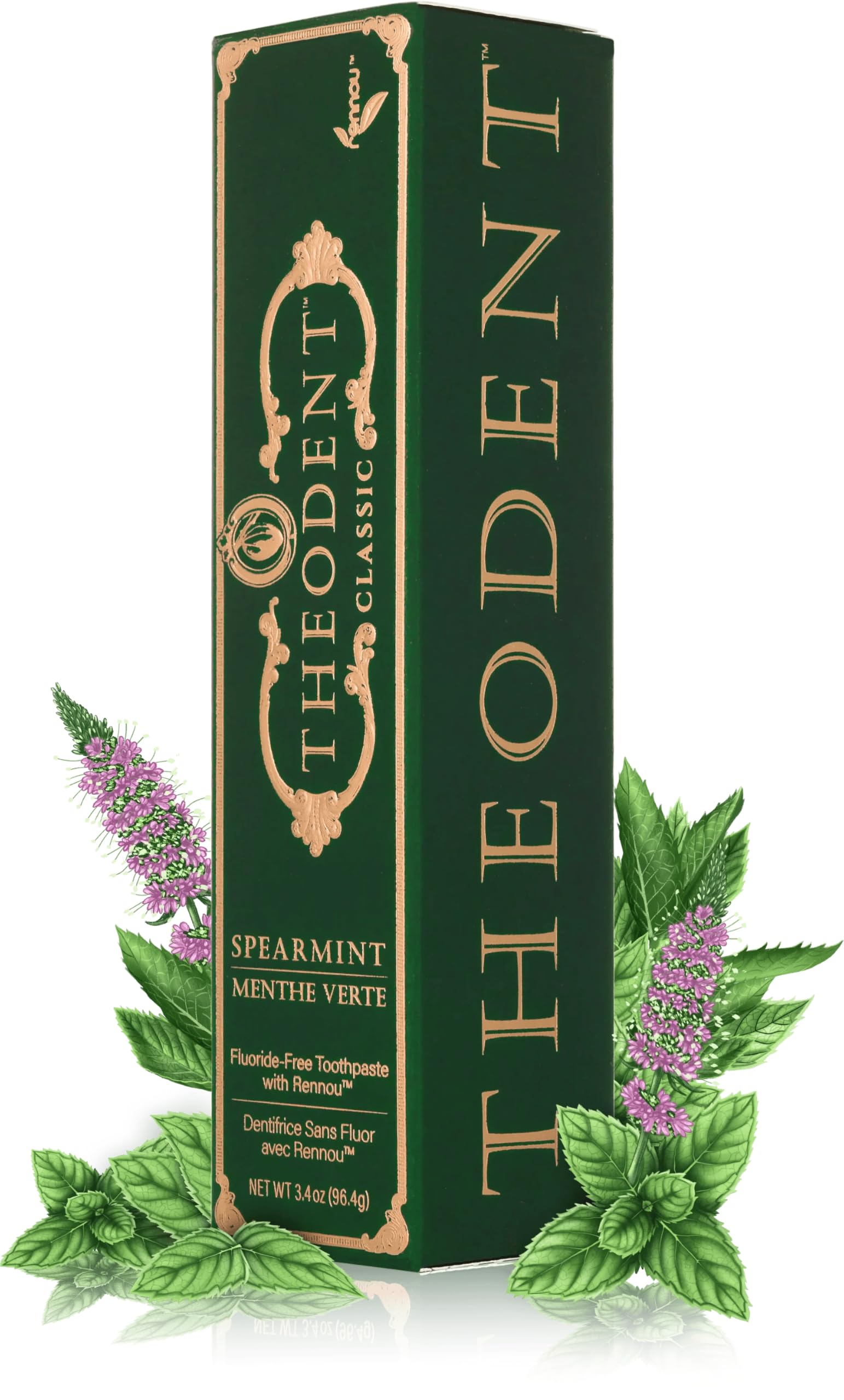 Theodent Classic Dentifricio - Senza Fluoro con Rennou - Cura dello Smalto ed Effetto Sbiancante - Senza SLS - Gusto Menta - Pacco da 2 (2 x 96,4 g)
