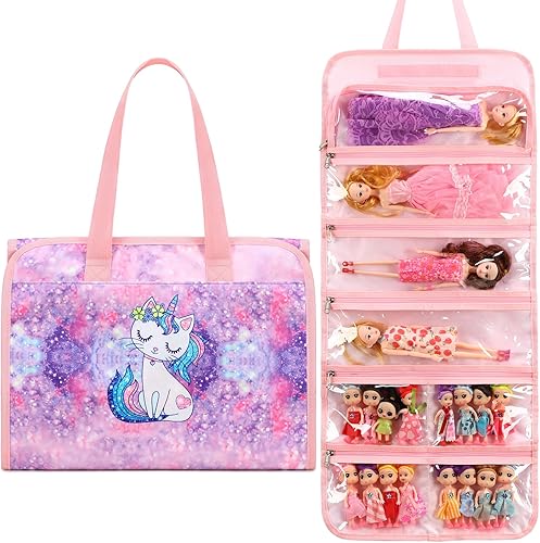 JIANYA Bolsa de almacenamiento para muñecas, exhibición de juguetes, organizador de almacenamiento de transporte, vista clara, compatible con todas