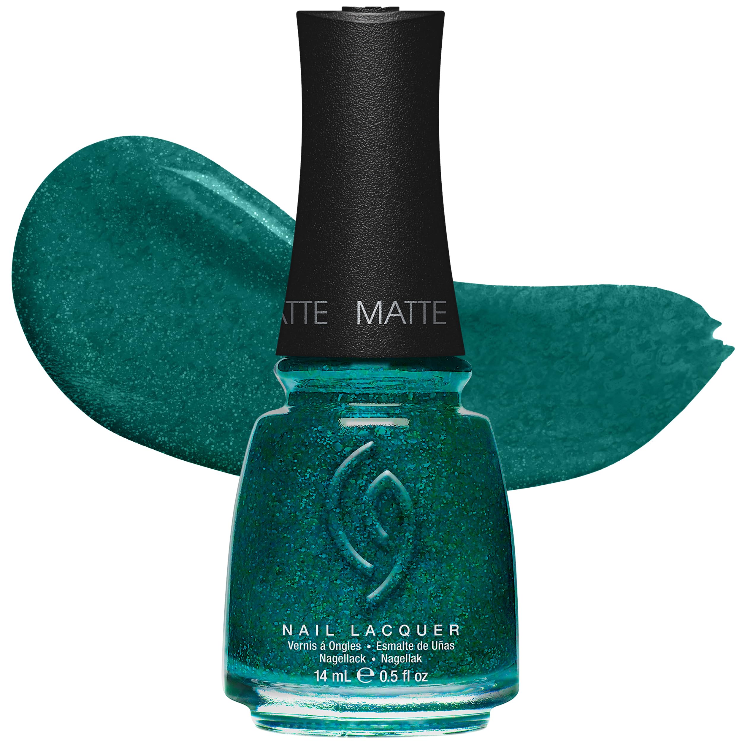 China Glaze Cg Nail Lacquer Give Me the Green Light – Aqua Blue Fine Glitter Nail Polish, Quick Dry, Chip Resistant Matte Finish for Salon & DIY Manicure, 0.5 Fl Oz