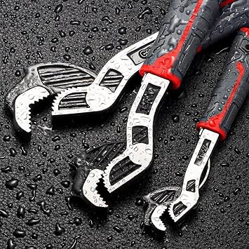 Self Adjusting Pipe Wrench, Wrench set, Gear wrench,Heavy Duty Pipe Wrench Set, 6" 8" 10" 12", Self Locking Universal Adjustable Pipe Wrench, Pipe Vise Micro 5, Widely Use on Pipe, Screw, Nut 6in