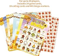 Vista 5 de Juego de bingo de otoño para niños 24 jugadores Happy Harvest Acción de Gracias Juego de suministro