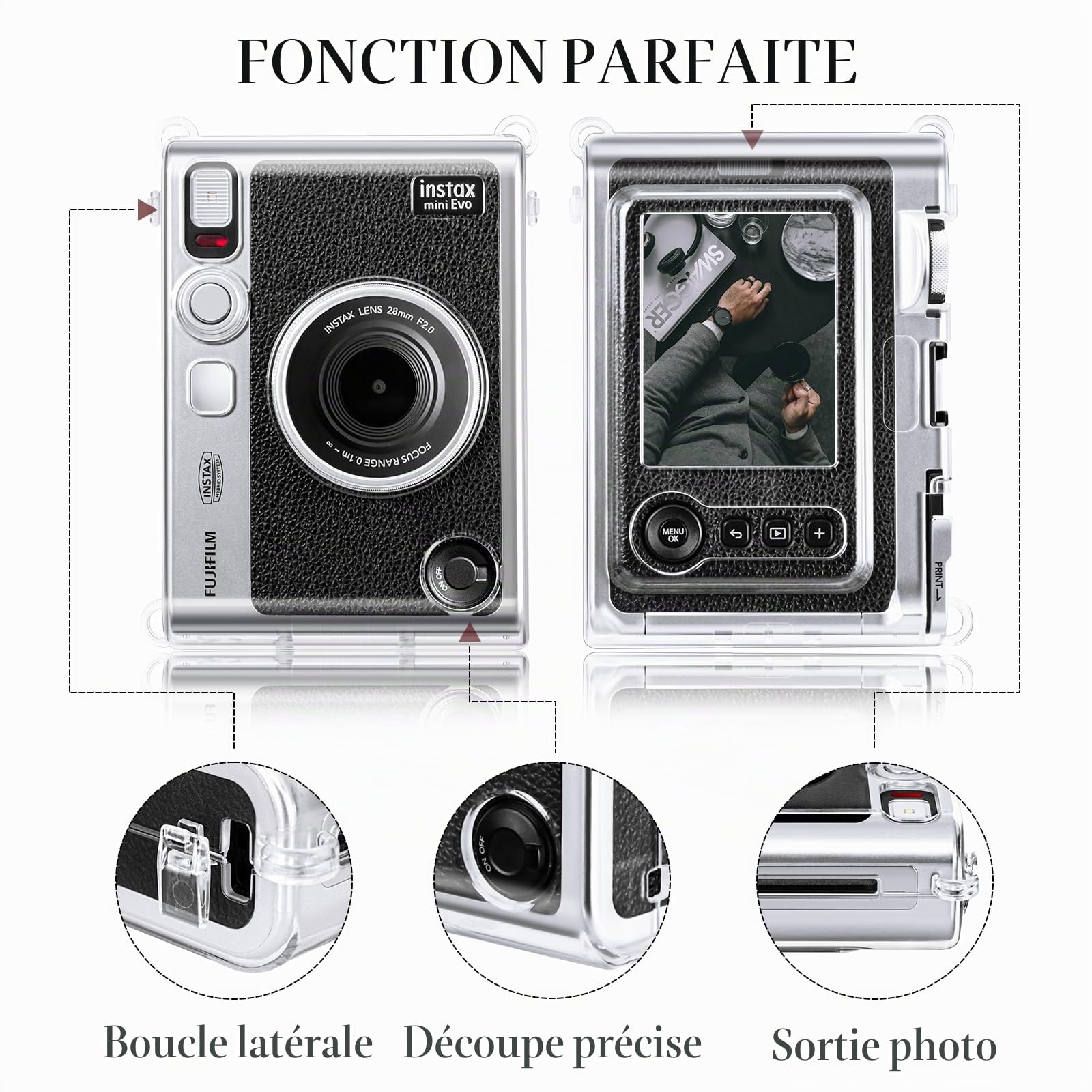 Rieibi Capuchon d'objectif pour Instax Mini Evo, Fuji Mini Accessoires pour Fujifilm Instax Mini Evo Cache d'objectif, Capuchon d'objectif Mini Evo
