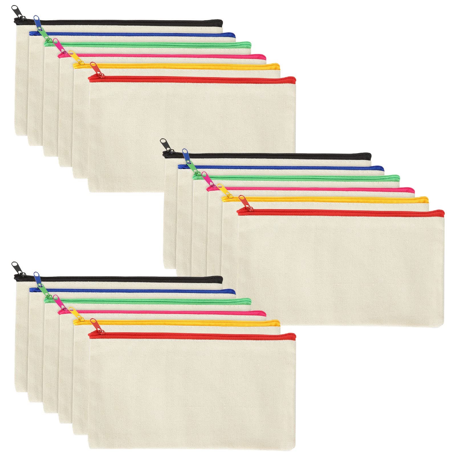 YOUNTHYE 30PCS Blank Canvas Pencil Case, Plain Canvas Zipper Pouch, Canvas Makeup Bags to Decorate for Painting School