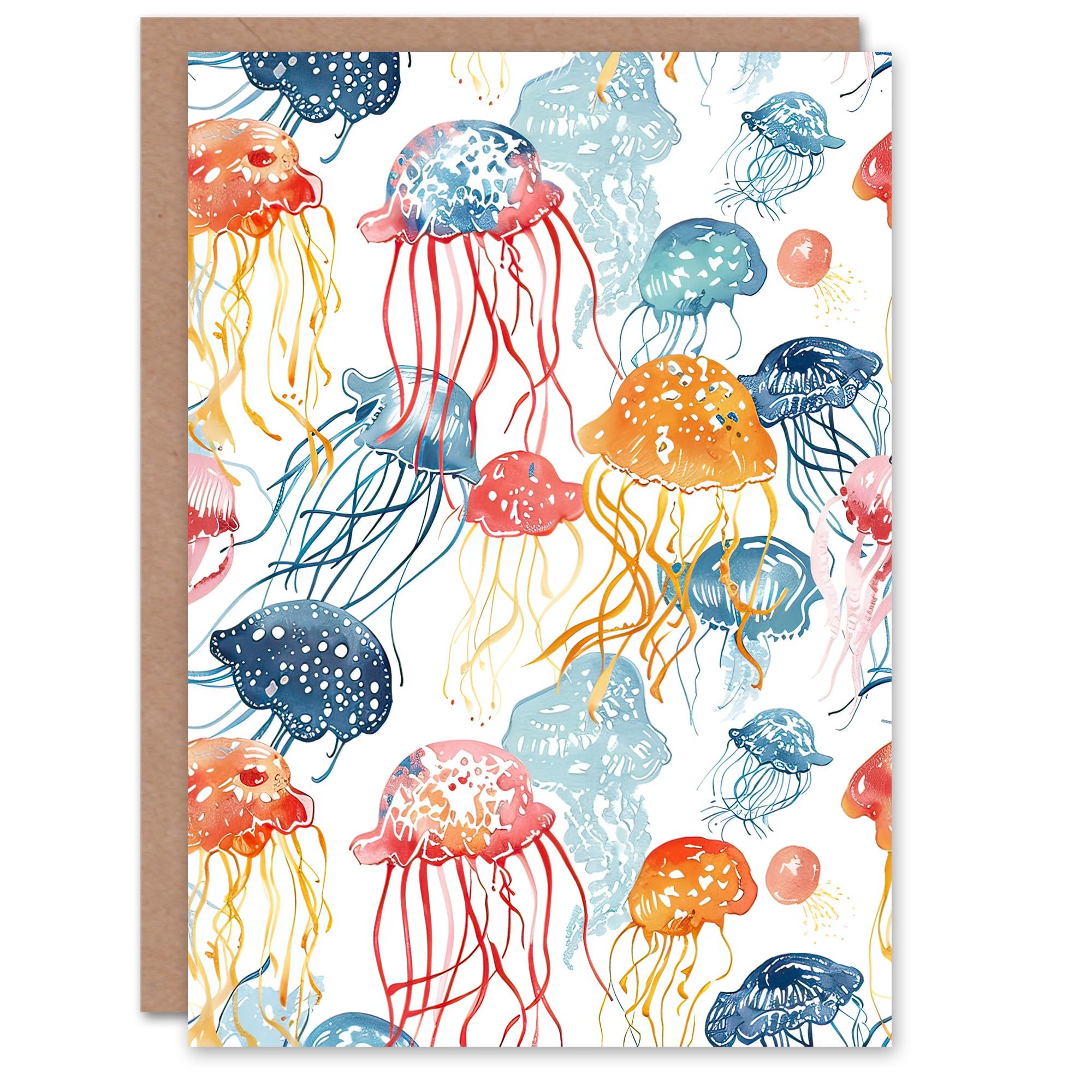 Artery8 Greeting Card Jellyfish Watercolour Birthday Card