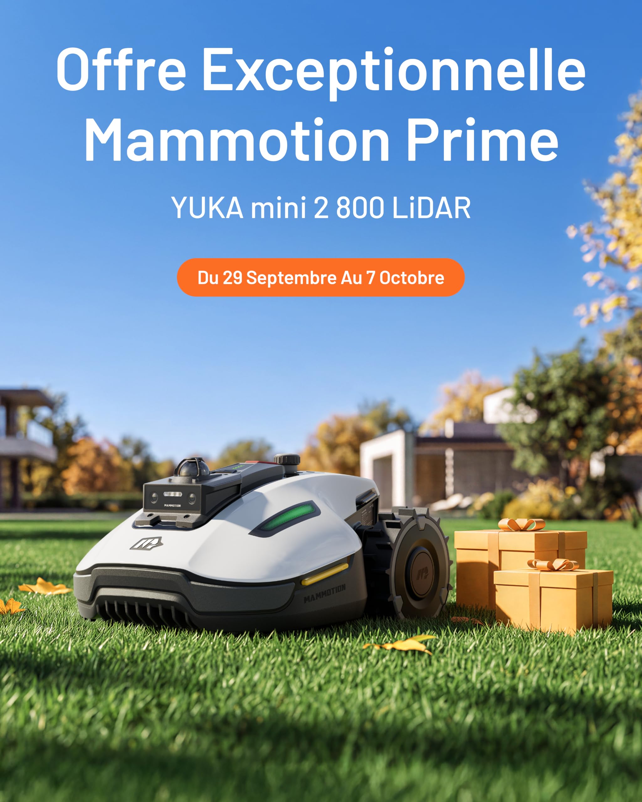 MAMMOTION YUKA Mini 2 800 LiDAR Robot Tondeuse - vue 2