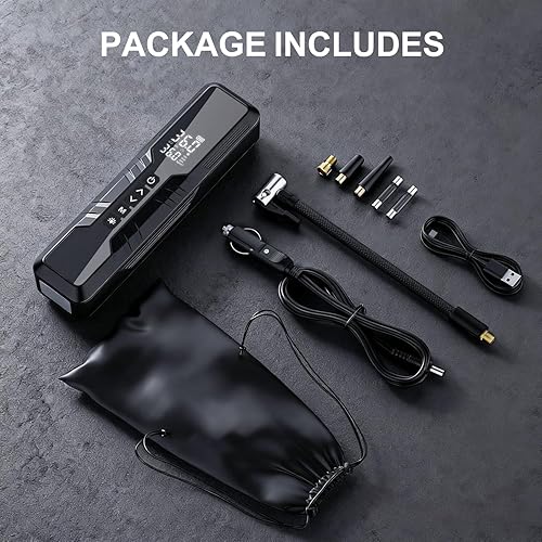 Miniatura 6 de Compresor de aire portátil para inflador de neumáticos, 4 bombas de aire para neumáticos de automóvil, inflador de neumáticos portátil de 150 PSI y