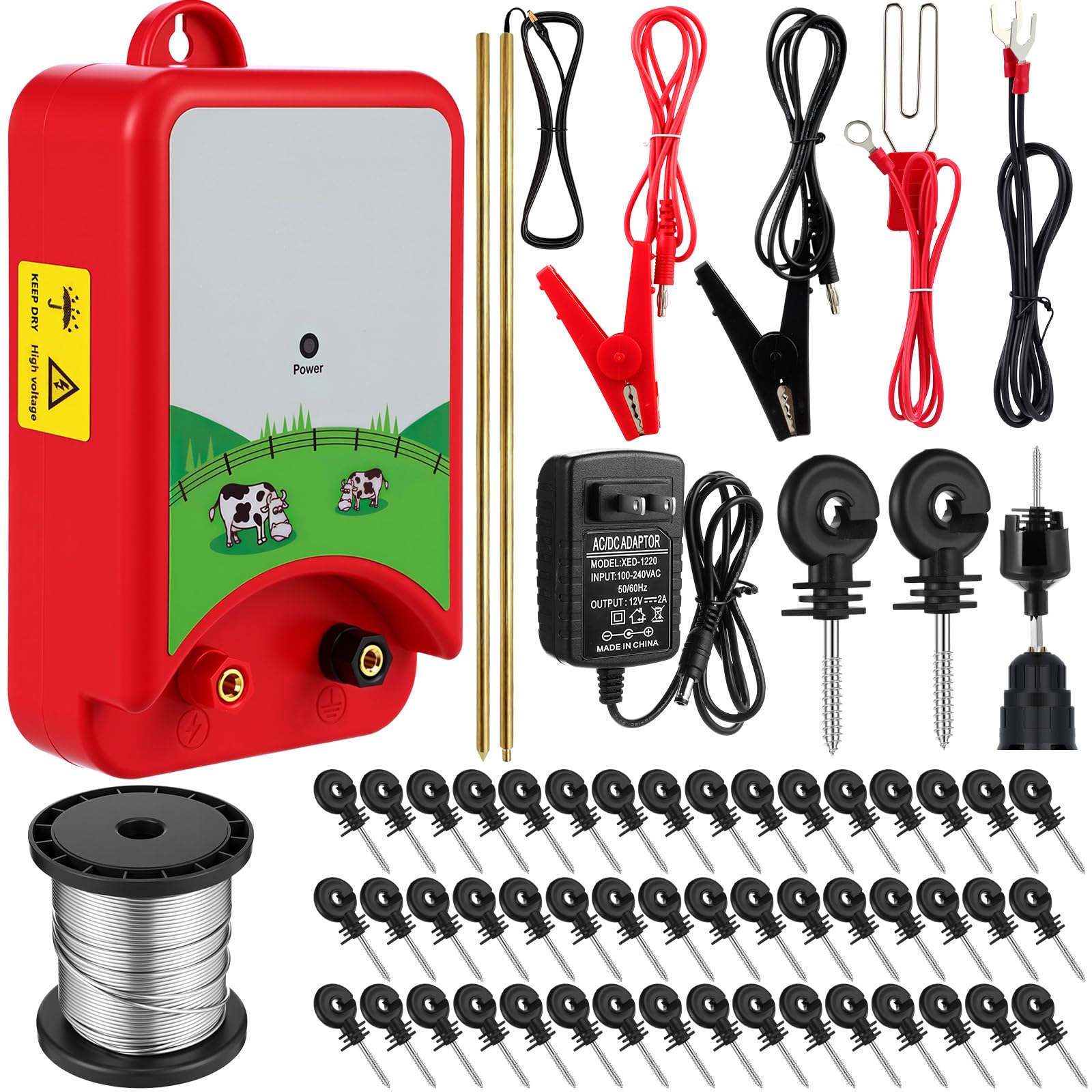 12000V 1.5Joule Electric Fence Charger Kit with Copper Ground Rod