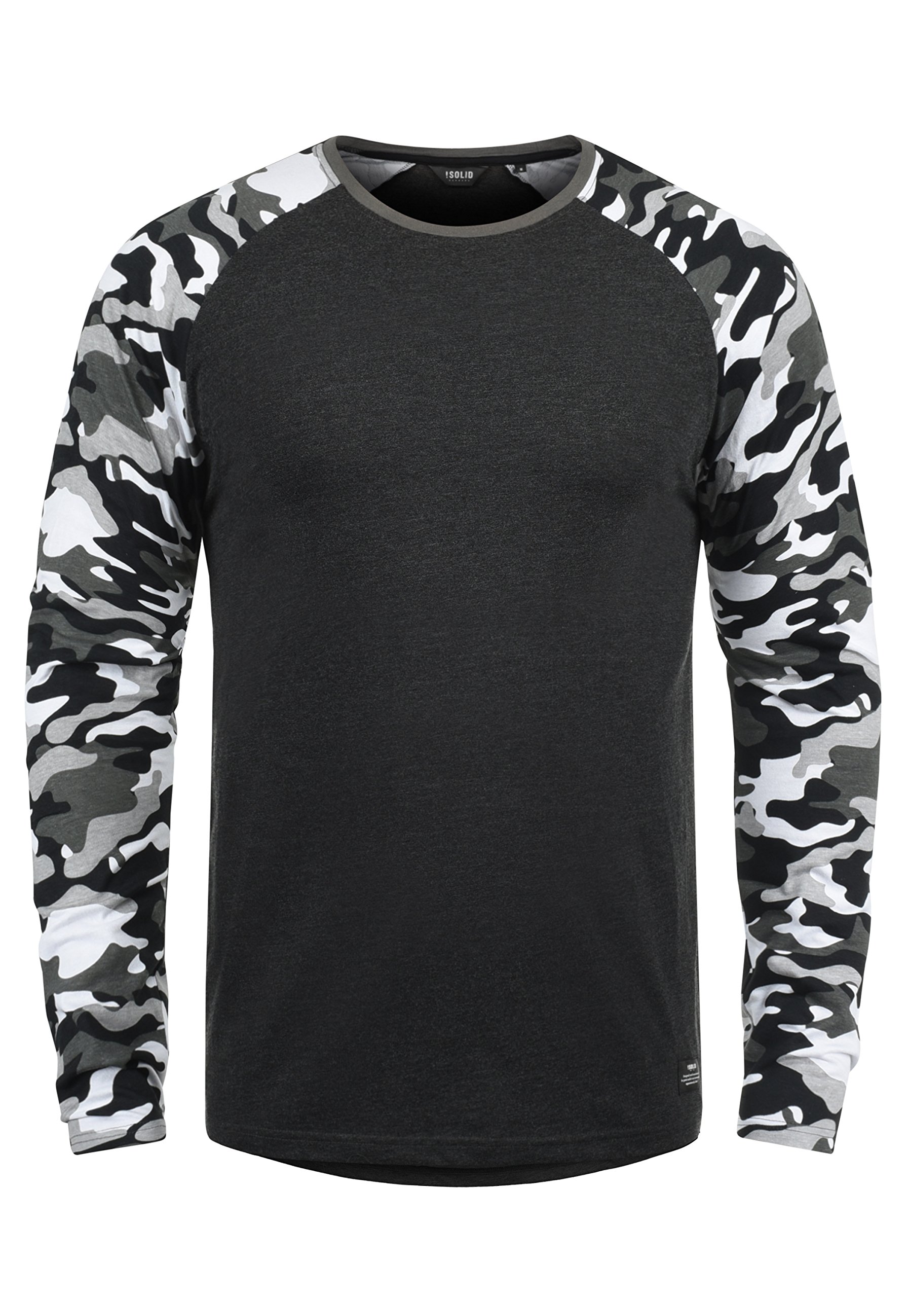 !Solid SDCajus Herren Longsleeve Langarmshirt Shirt mit Camouflage-Muster Rundhals-Ausschnitt Baumwollmischung Regular fit