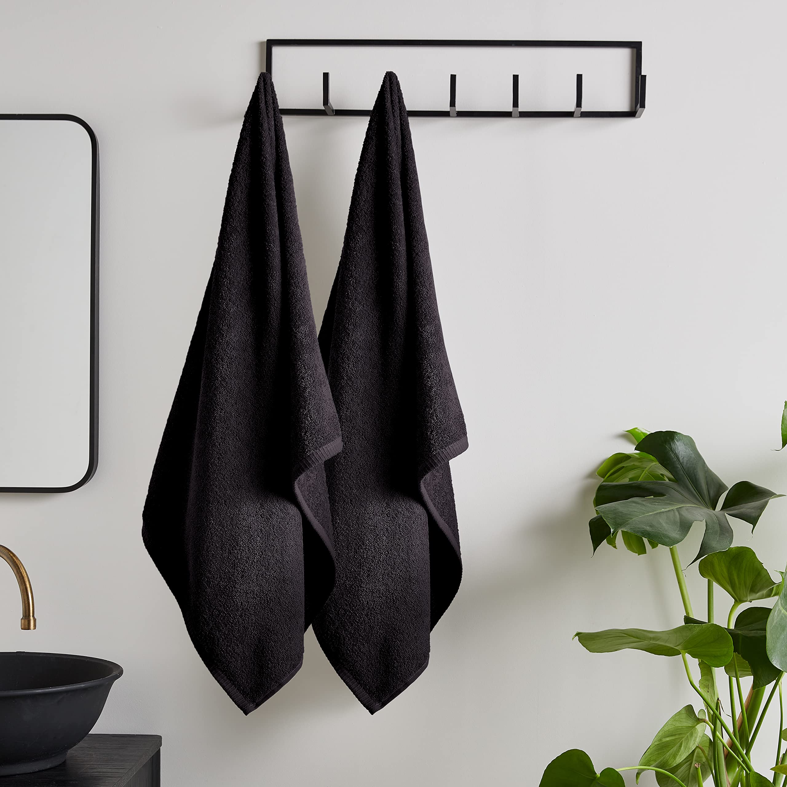 Catherine Lansfield (Black) Quick Dry 100% Cotton Bath Sheet, 2 Pack Black