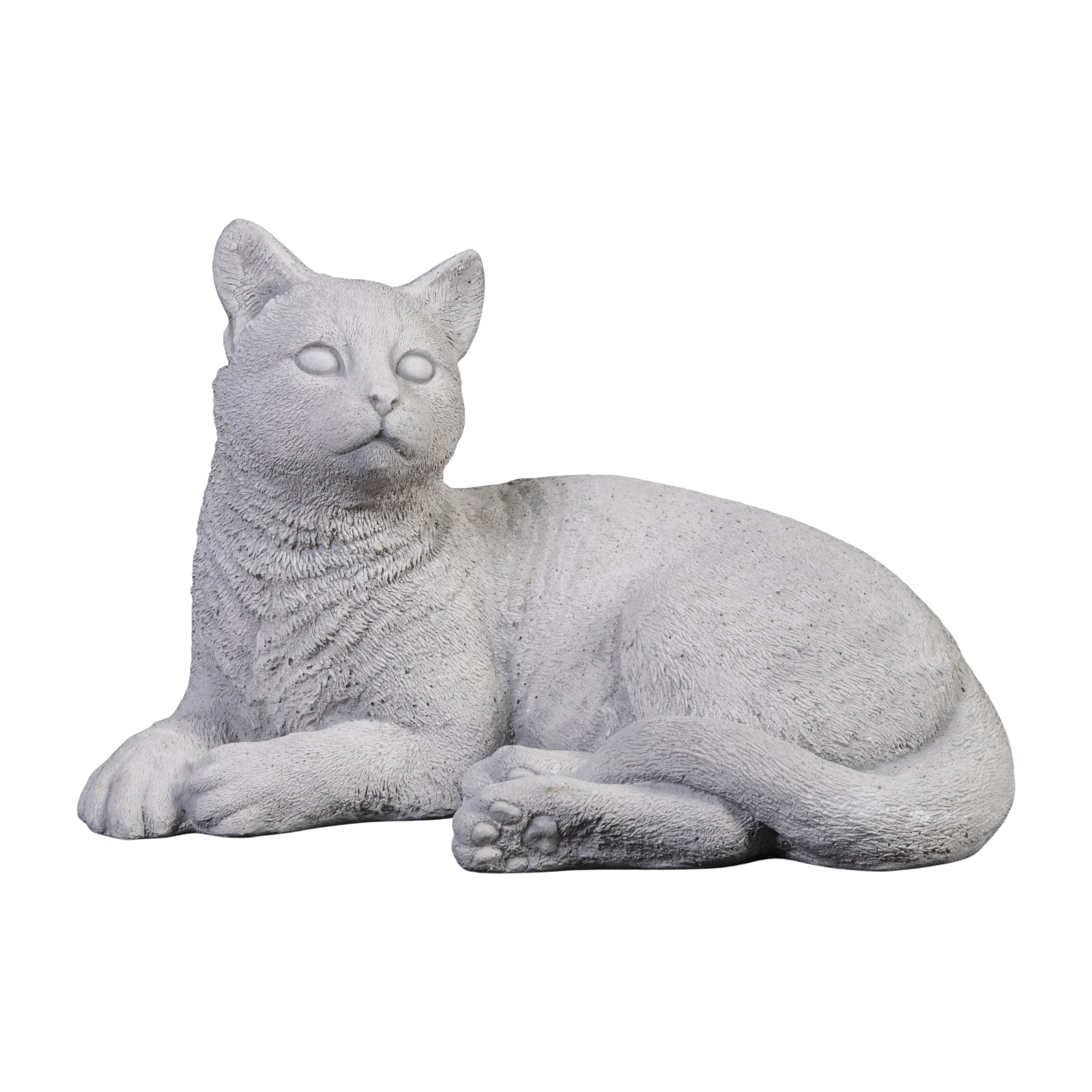 gartendekoparadies.de Lying cat, stone figure, H. 18 cm, 6 kg, gray, frost-proof made of cast stone for outdoor use