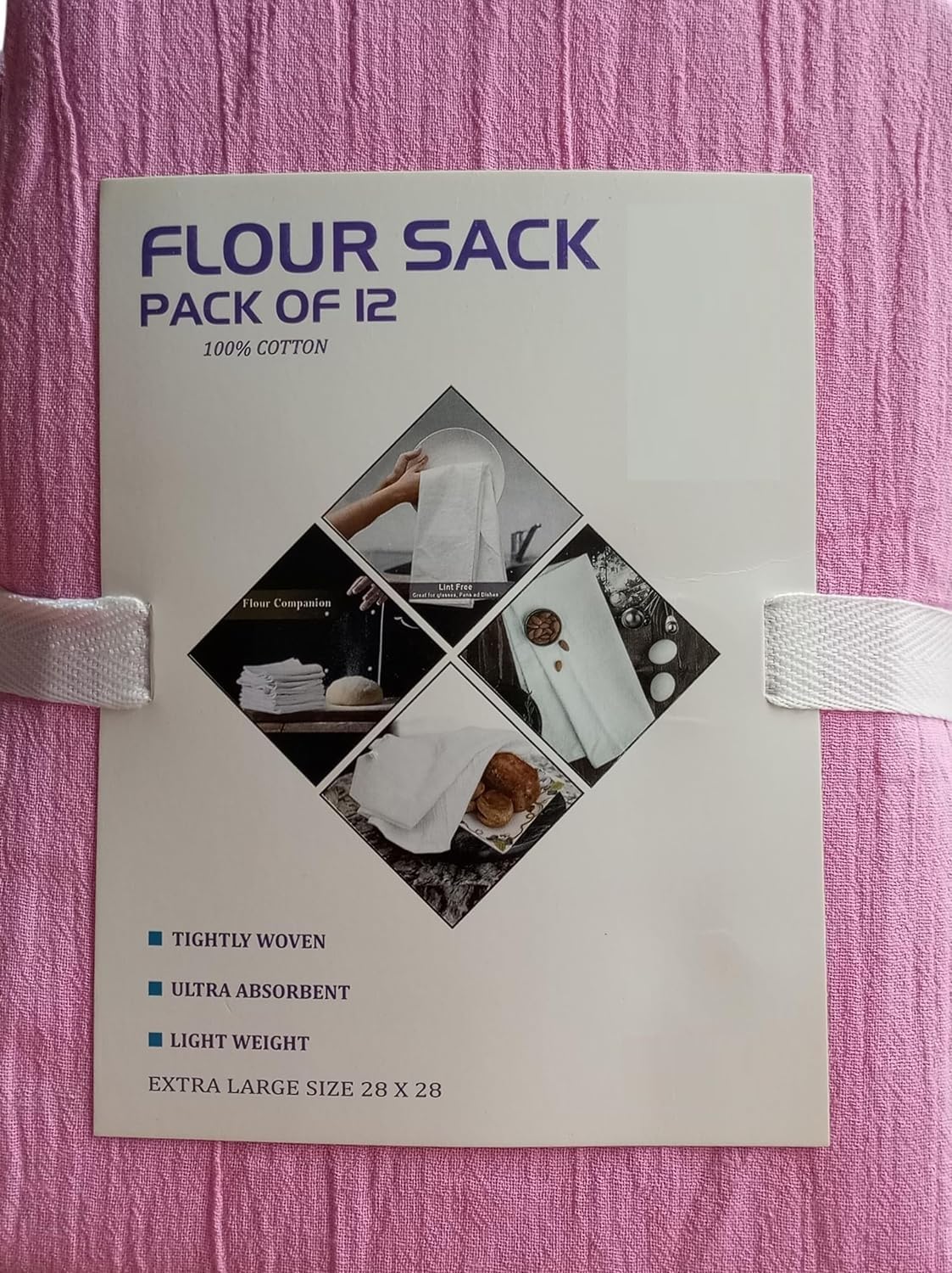 MF Flour Sack Kitchen Towels Cleaning cloth unbleached (Pink, 12 Pack), 100% Cotton 28 x 28 Inches Cloth Napkins - Image 4