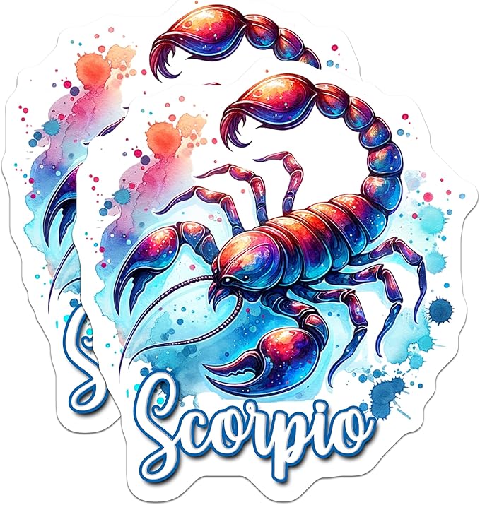 (2 Pack) Scorpio Zodiac Stickers - Astrological Sign - Horoscope Decal - 5