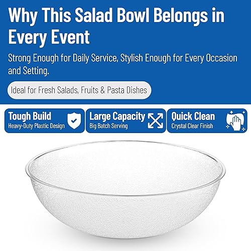 Miniatura 3 de Carlisle FoodService Products CFS 721507 - Cuenco redondo para servir ensalada, 11 cuartos de galón, transparente (paquete de 4)