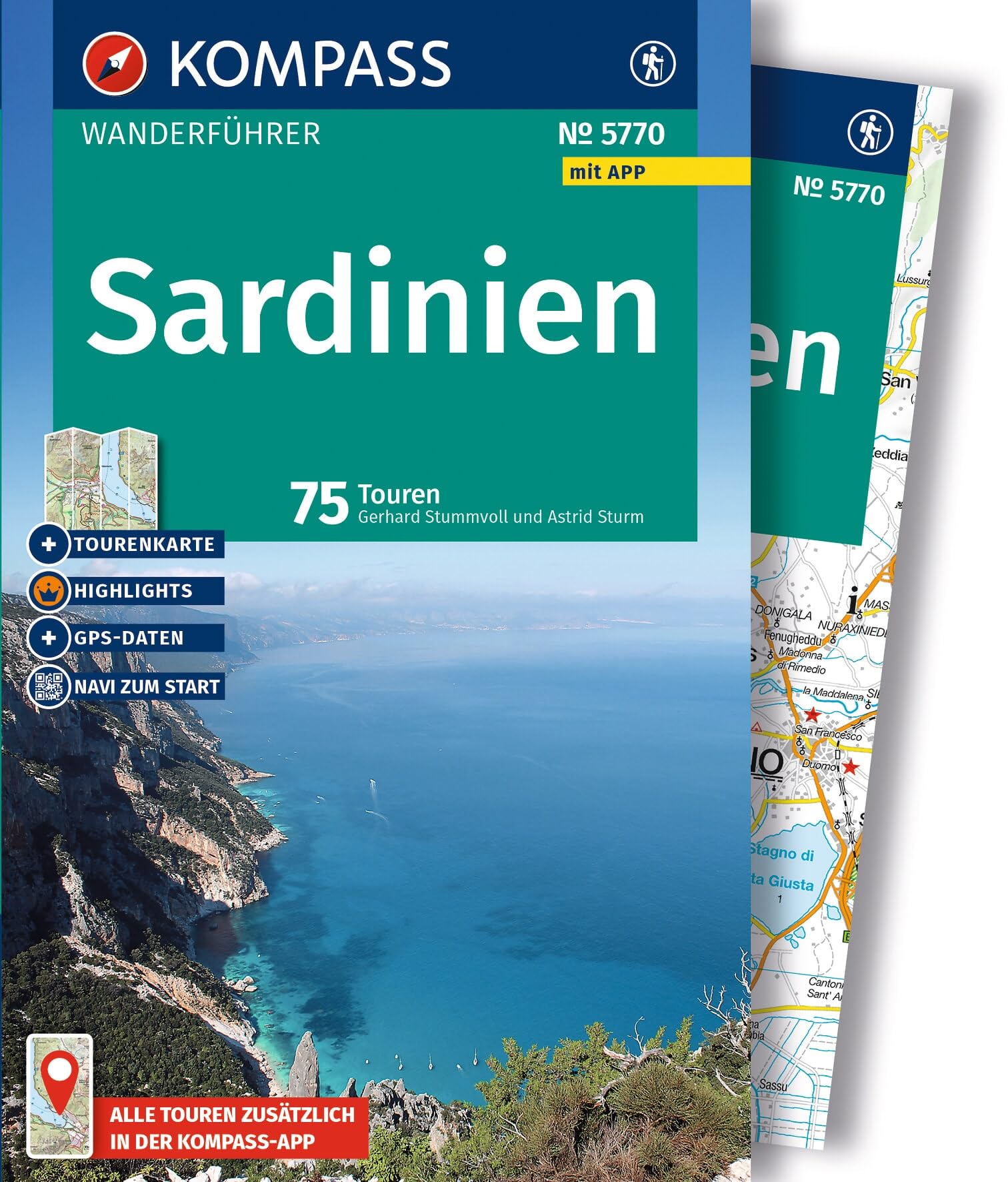 KOMPASS Wanderführer Sardinien, 75 Touren mit Extra-Tourenkarte: mit Touren und GPS-Daten in der KOMPASS-App