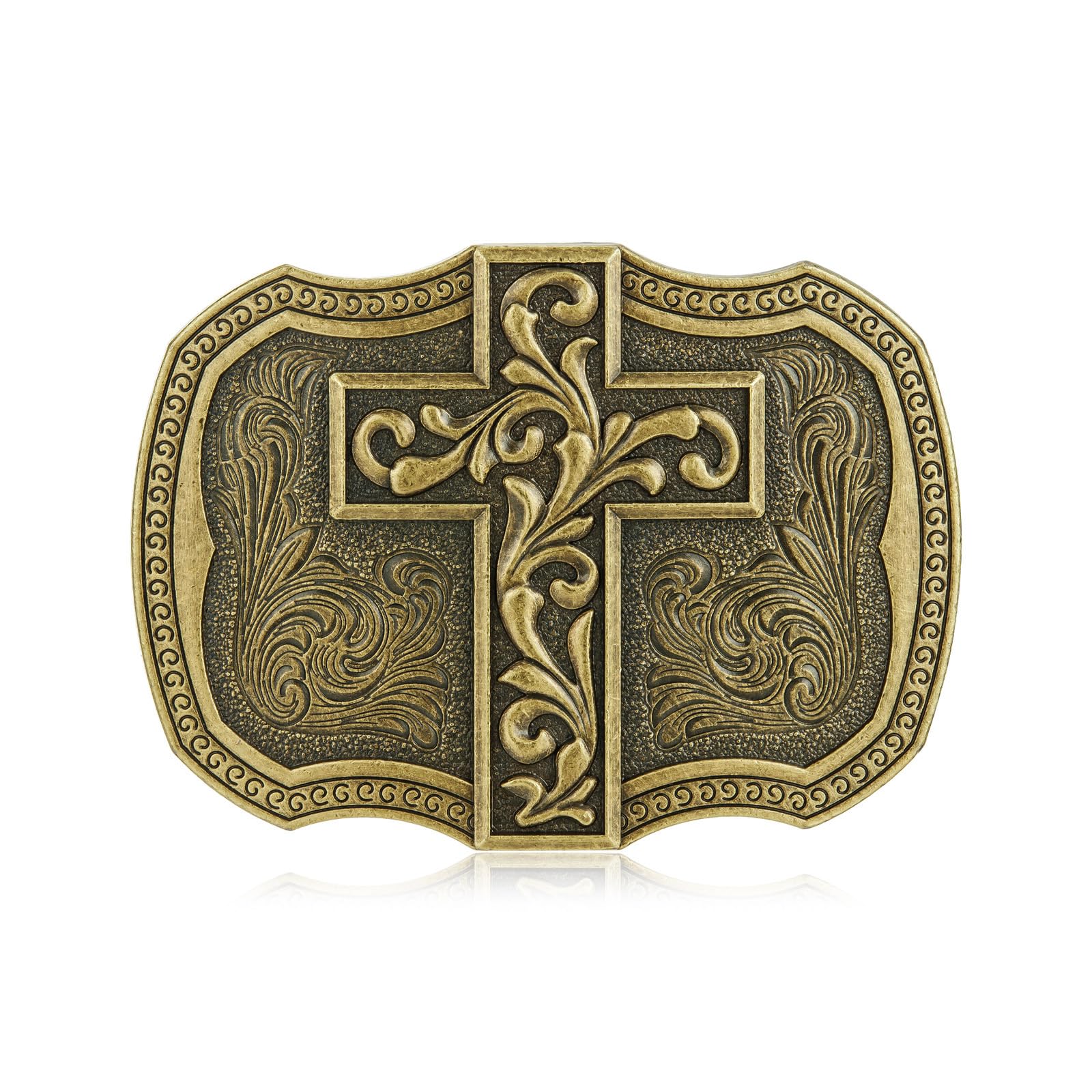 YOQUCOL Religious Cross Belt Buckles for Men Vintage Celtic Pattern Western Belt Buckle