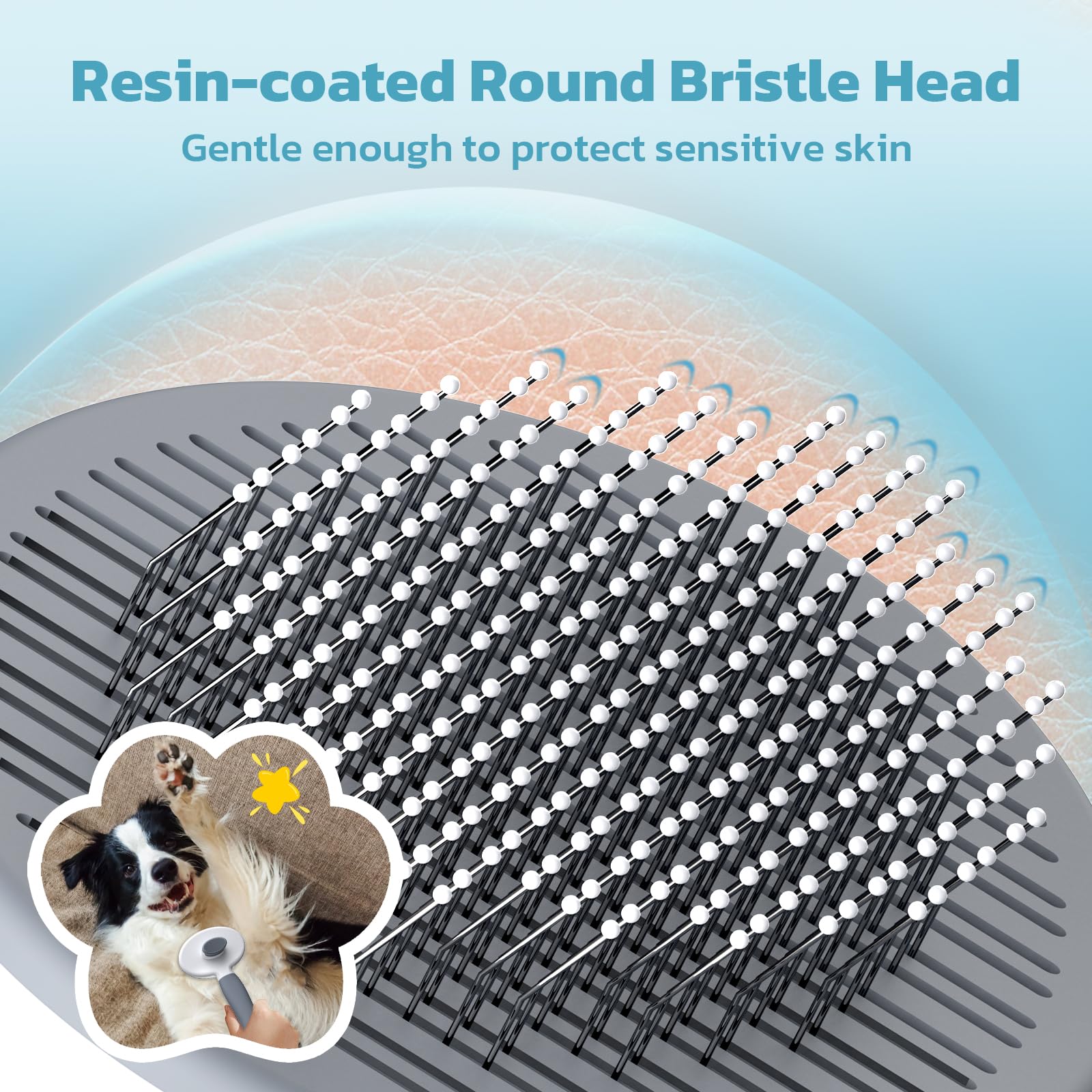 Zivacate Kattenborstel Hondenborstel [Ergonomisch Handvat & Reiniging met één Klik] Verzorgingsgereedschap voor Kortharige & Langharige Honden/Katten/Konijnen, Ontwolborstel(blauw