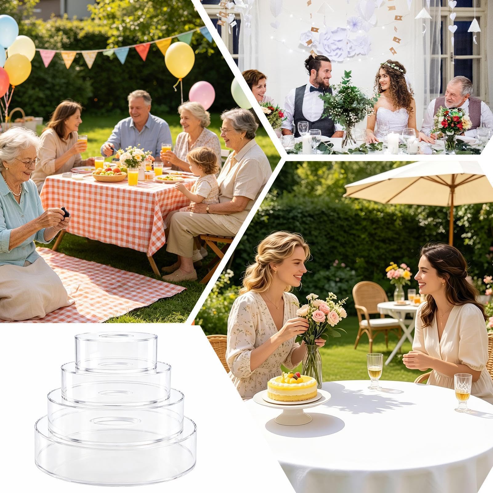 Generico Supporto per Torta per Festa 4 Pezzi Riser Espositore con LED