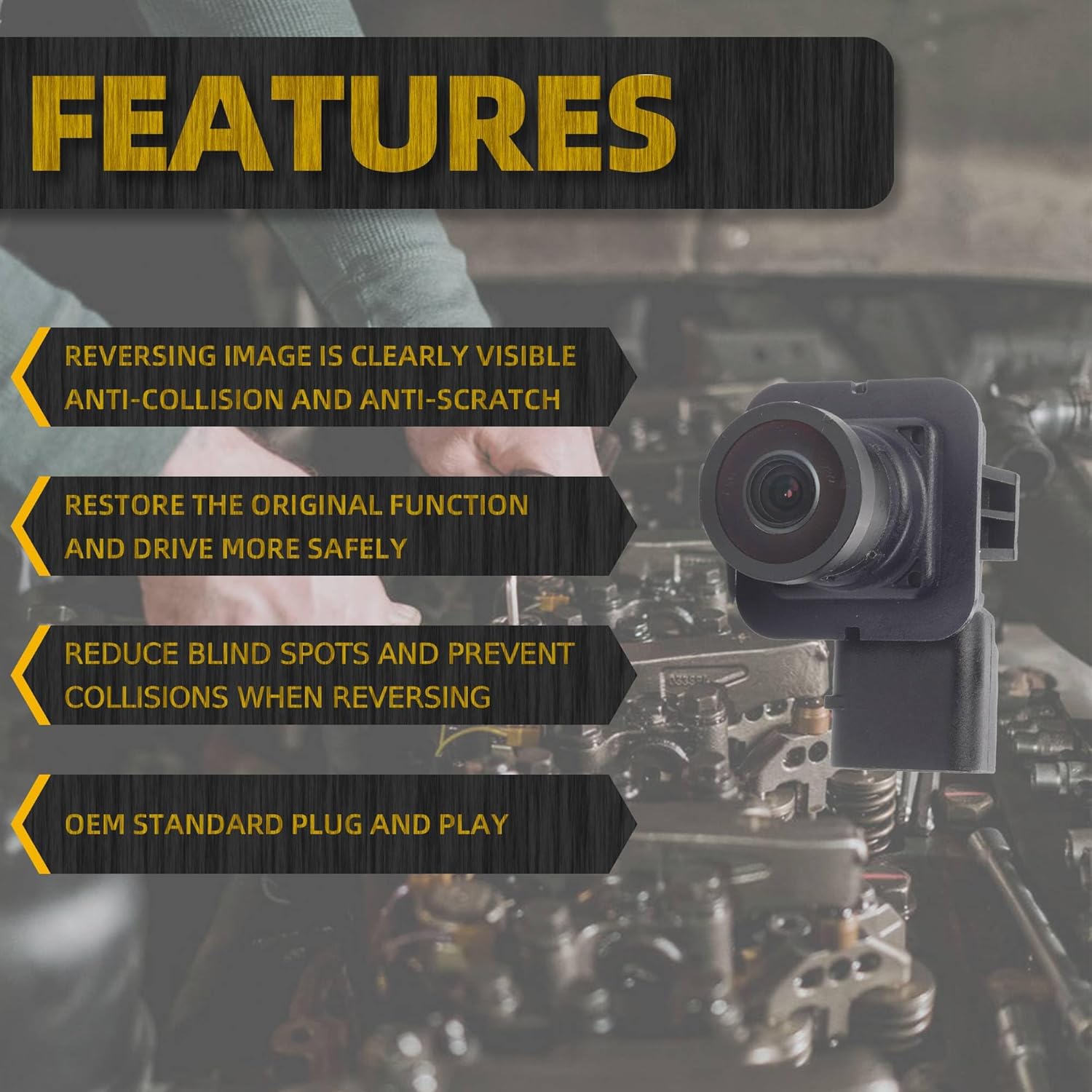 Dasbecan Rear View Backup Camera Compatible with 13 14 15 16 Ford C-Max Energi C-Max Hybrid Replaces DM5Z-19G490-A DM5Z-19G490-B Parking Assist Camera