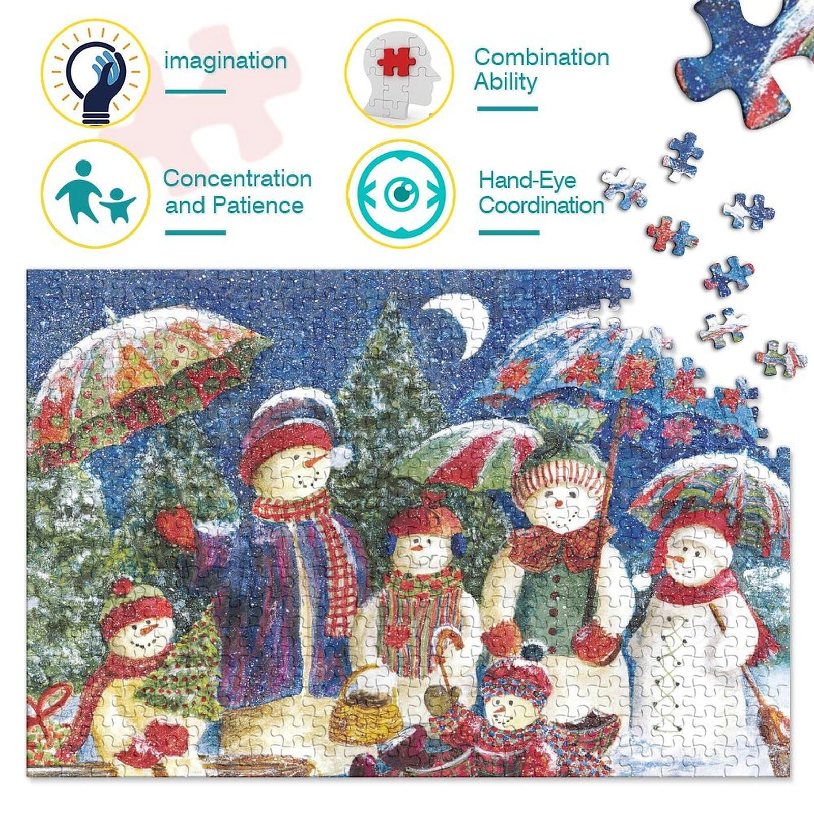 Puzzle De 1000 Piezas Navideño Para Adultos Y Familias, Tamaño 38x26 Cm, Regalo Desde 14 Años