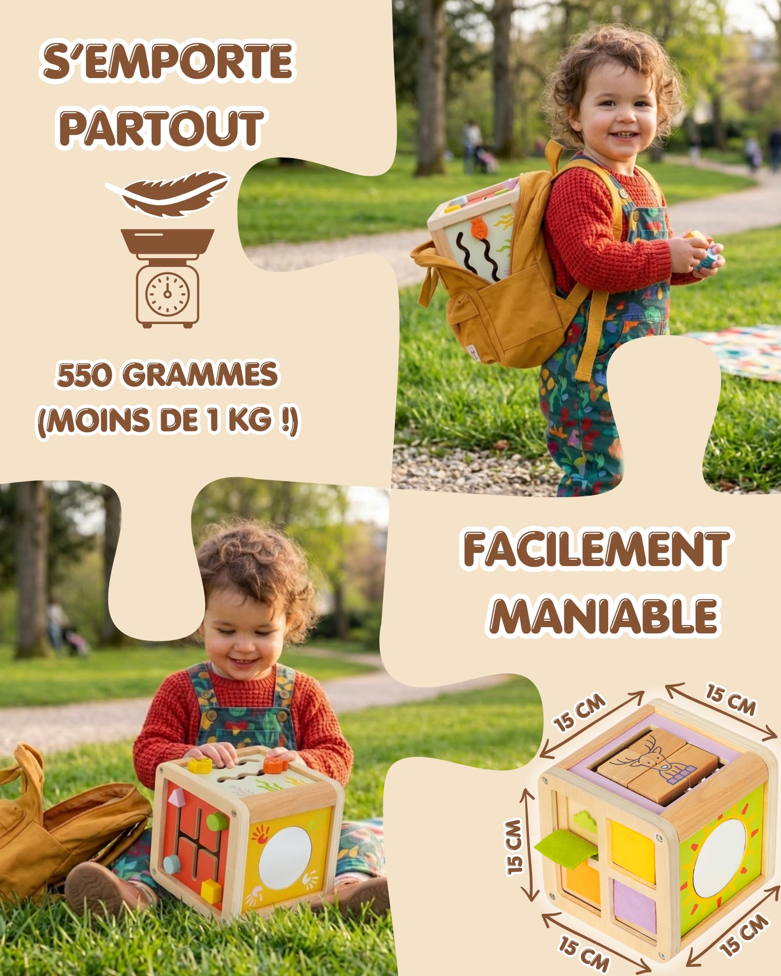 Cube d'activité bébé 6 en 1 Éveil des Sens Jouet évolutif 1-3 Ans