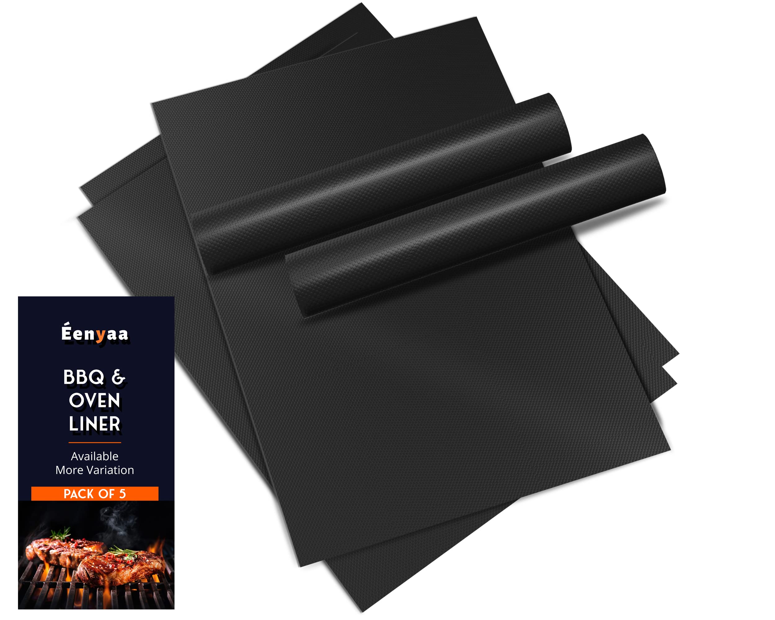 Eenyaa Pack of 05 Large Oven Liners - Extra Thick 0.30 mm Heavy Duty for Fan Assisted Ovens Reusable Non-Stick Bottom Oven, BBQ Mats, Baking Mat, Protector Sheets (OVL)