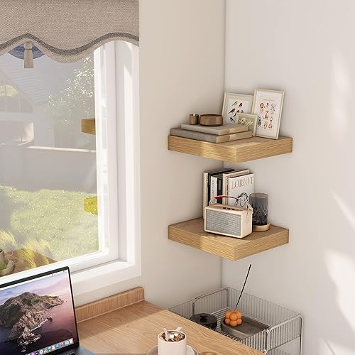 Miniatura 2 de Fun Memories Estante flotante de 12 pulgadas, estantes de pared de madera rústica para decoración de pared y almacenamiento, estante flotante de 12