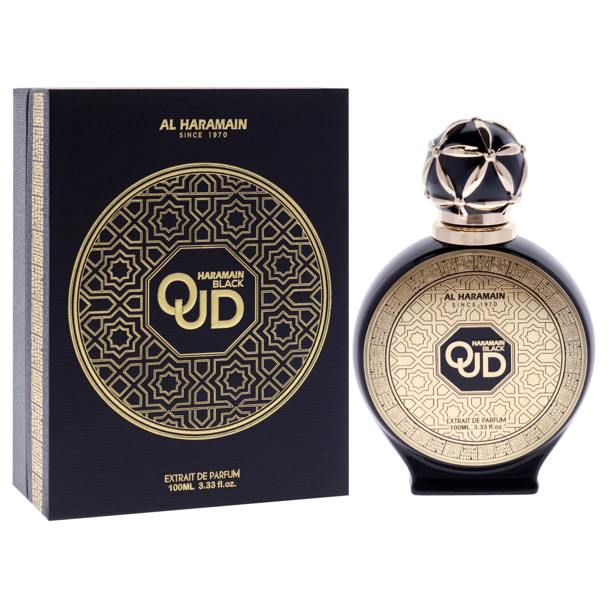 Al Haramain Black Oud 100ml Extrait de Parfum | Luksusowe Arabskie Perfumy Oud dla Kobiet i Mężczyzn | Długotrwały Drzewny i Korzenny Zapach Unisex z Bursztynem i Wanilią