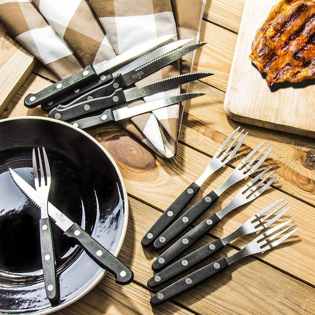 STEAKBESTECK Besteckset 12-teilig für 6 Personen Edelstahl Besteck Tafelbesteck