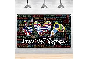 Hispanic Heritage Month Backdrop Decorations for Office - World Flag Banner Sign for Latino Parties