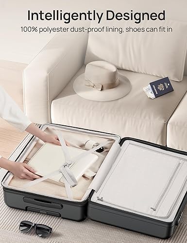 Miniatura 7 de NINETYGO - Equipaje de mano de 20 pulgadas aprobado por aerolíneas, para viajes de 3 a 5 días, con ruedas giratorias dobles, policarbonato 100%