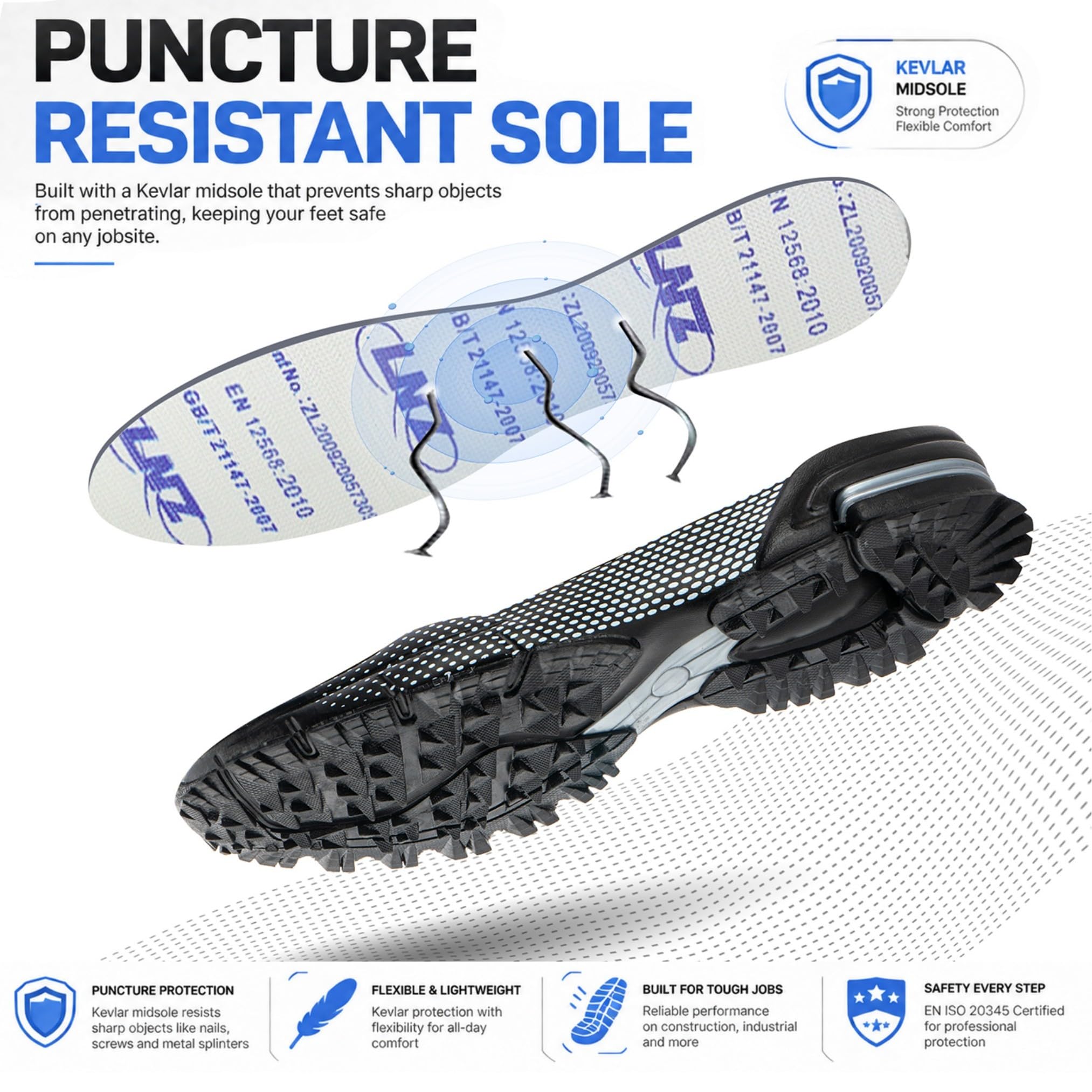 Chaussures de Sécurité Basket Embout Acier Antidérapant Léger