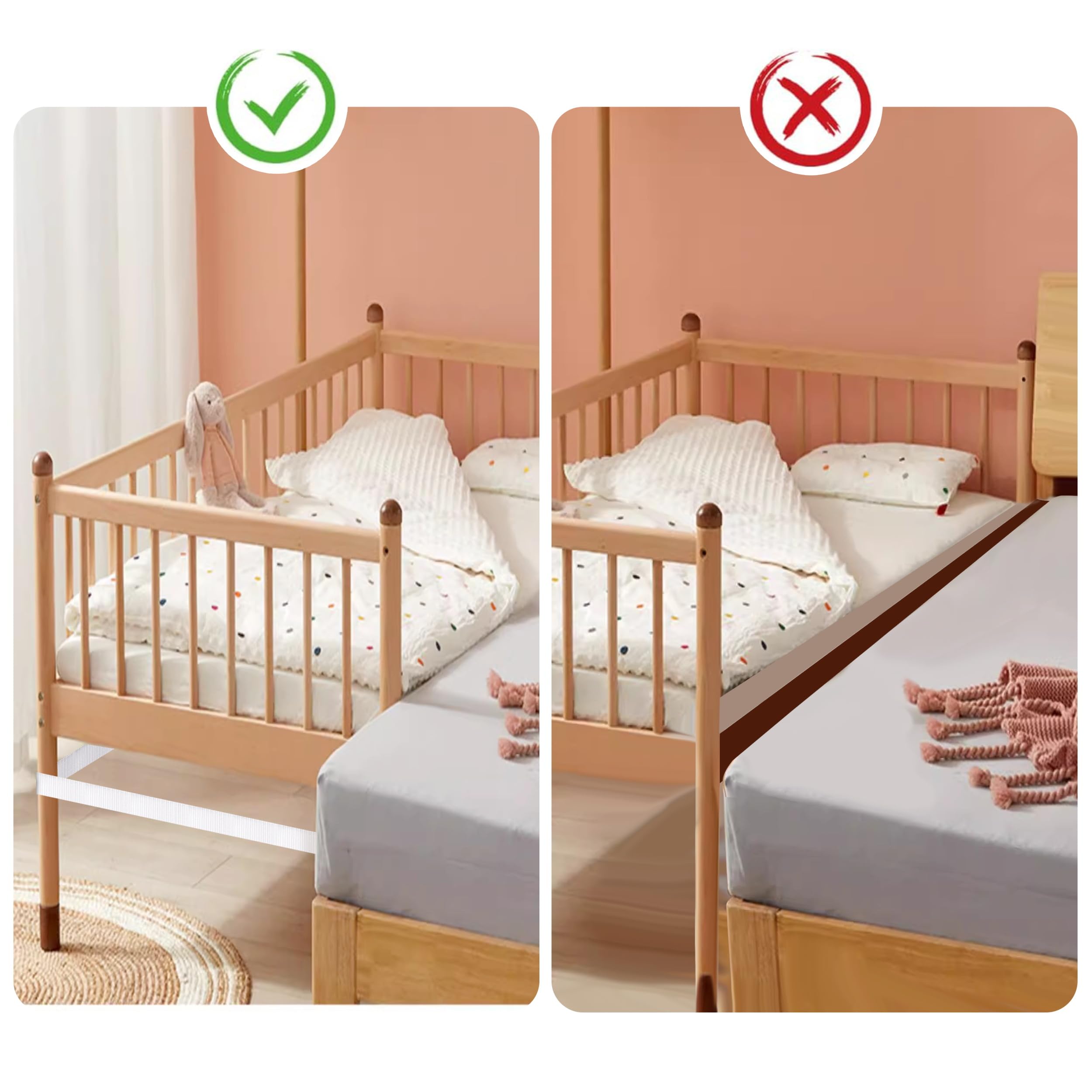 Sangle de Lit Bébé Réglable 8M Blanc pour Fixation Lit Adulte Boxspring