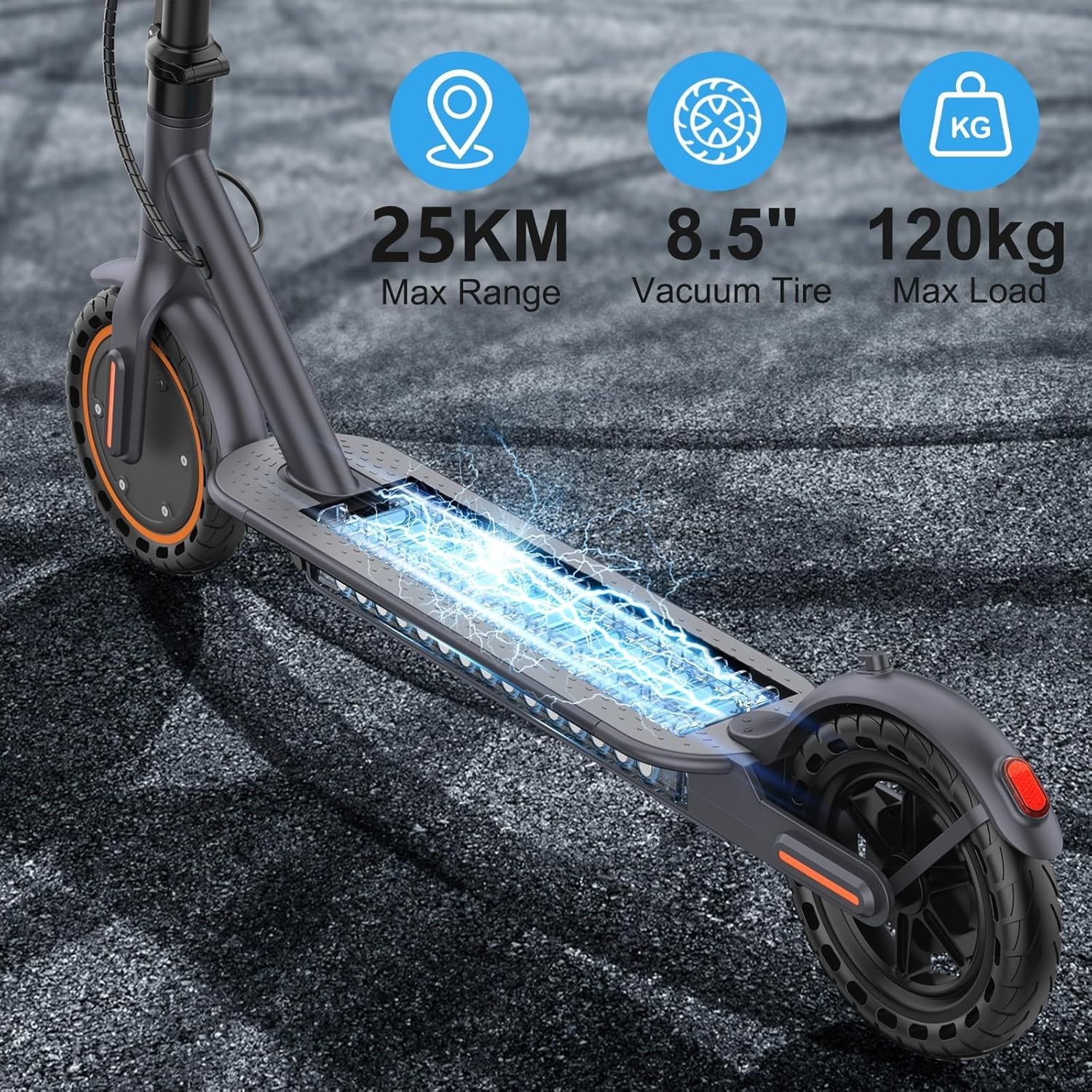 Monopattino Elettrico Adulto, Scooter Elettrico Pieghevole, Velocità Fino a 25 Km/h, 25/35Km di Autonomia, 8.5" Pneumatici Solidi, Carico massimo 120 kg, Doppia frenata