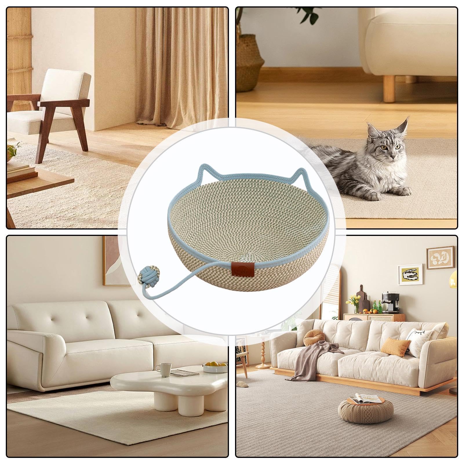 Cama de Dormir de Cuerda de Algodón Trenzada a Mano con Cola de Juguete | Cama para gato pequeño Para todas las estaciones, gatito, animal, viaje, mascota, enriquecimiento