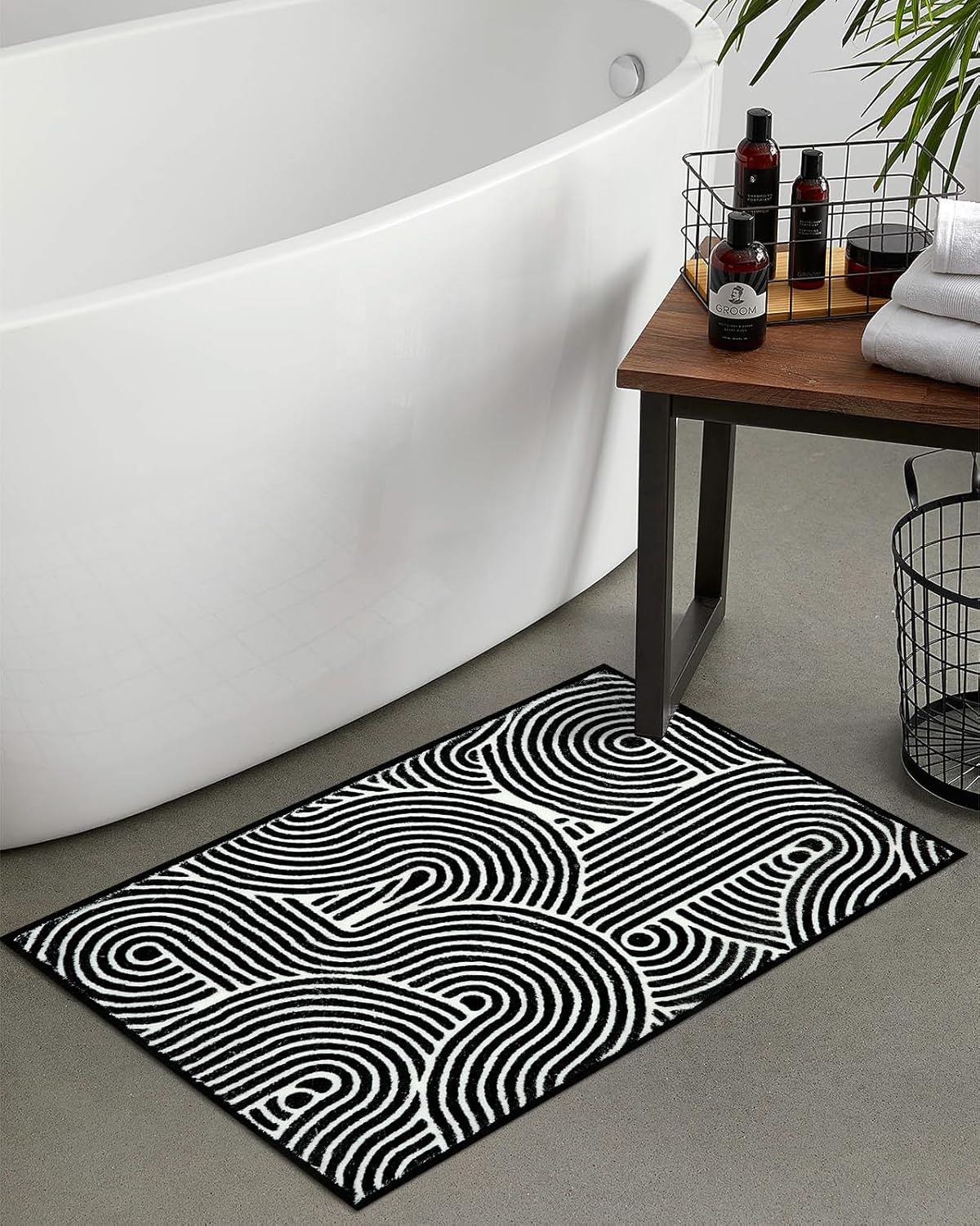 Seavish Bath Rugs for Bathroom Non Slip 18"x26" Black and