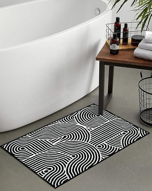 Seavish Bath Rugs for Bathroom Non Slip 18"x26" Black and