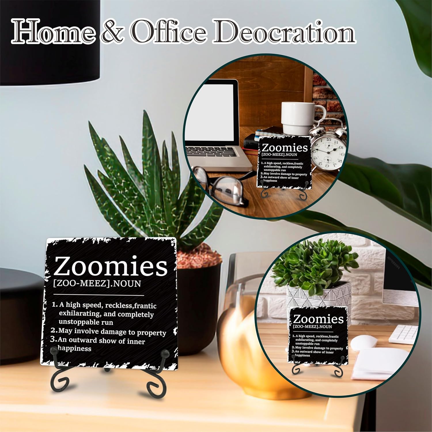 4"X4" Wooden Plaque - Zoomies - Dog Theme Decorative Wood Plaque, Home & Office Desk Decor, Dog Lover Gift, Room Tabletop, Shelf Accessories (Black) - B02 - Image 3