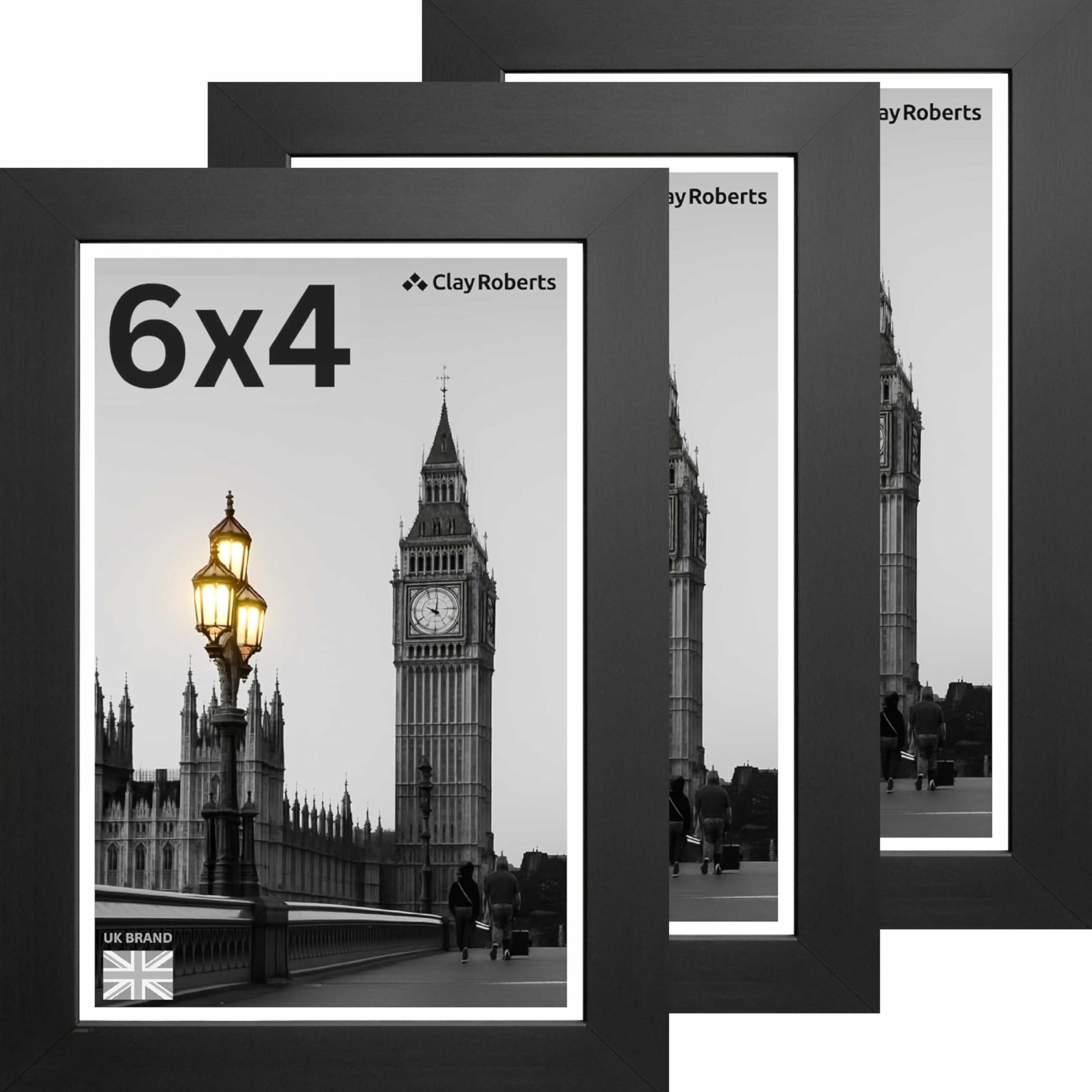 6x4 Black Photo Frame Picture Frame, Freestanding and Wall Mount, 10x15cm, 4x6 Frame for Wall Collage Display, Shelf and Staircase, Home or Gift.