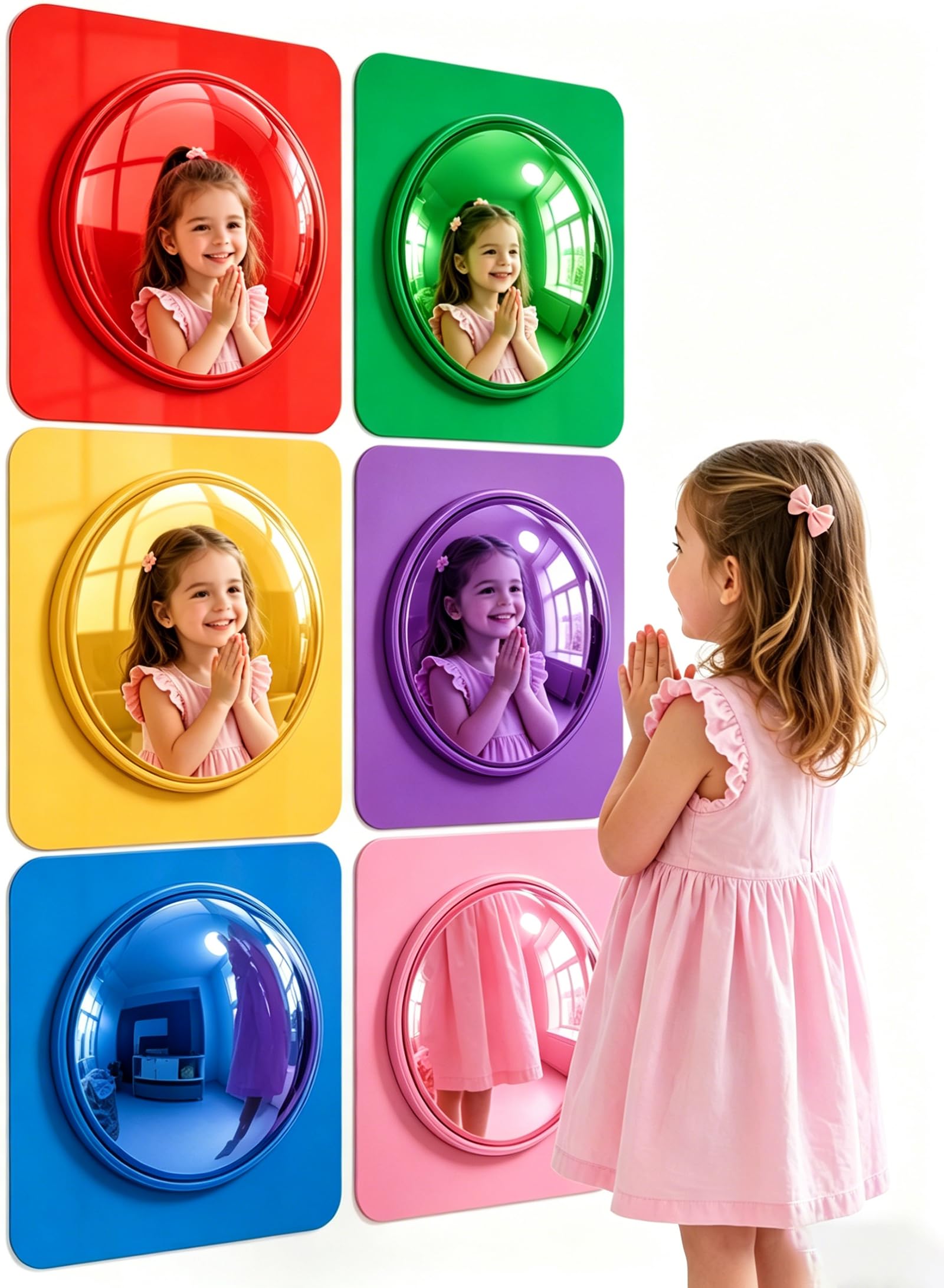 Szsmart 25.4X25.4cm 6Pcs 6 Pack Bubble Convex Mirror Panel Autism Sensory Equipment Sensory Toys For Autism Sensory Room Equipment Sensory Mirror Acrylic Sensory Wall Panel For Calming Corner Items 25.4Cm