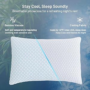 Alkyonos Shredded Memory Foam Cooling Medium Soft Bamboo Viscose Pillows King Set of 2, Adjustable Hypoallergenic Hotel Quality Pillows for Back, Stomach and Side Sleeper, Oeko-TEX Certified
