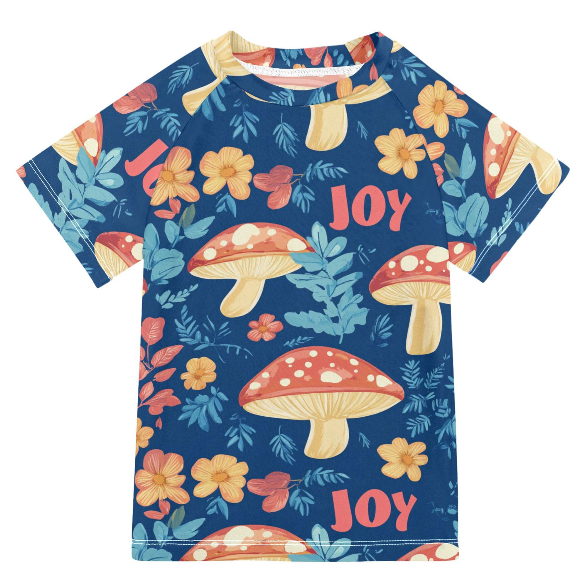 Aesthetic Mushroom Blue Kids Bathing Suits Girls UV Protection Swimwear Beach Tops 3T