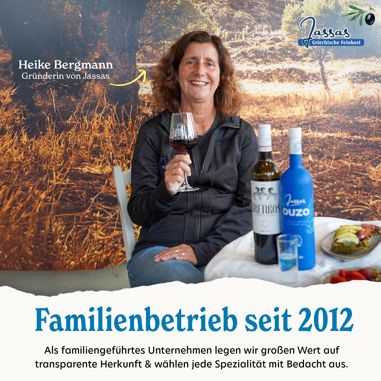 Jassas Ouzo Tasting Set 6x200ml Variante 1 - Probierset mit 6 Sorten - feinste Spirituosen in praktischer Geschenkbox - traditioneller Familienbetrieb