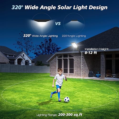 Miniatura 2 de Luces solares impermeables para exteriores, luces solares de 320 para exteriores IP66, 6500K del atardecer al amanecer, sensor de movimiento con