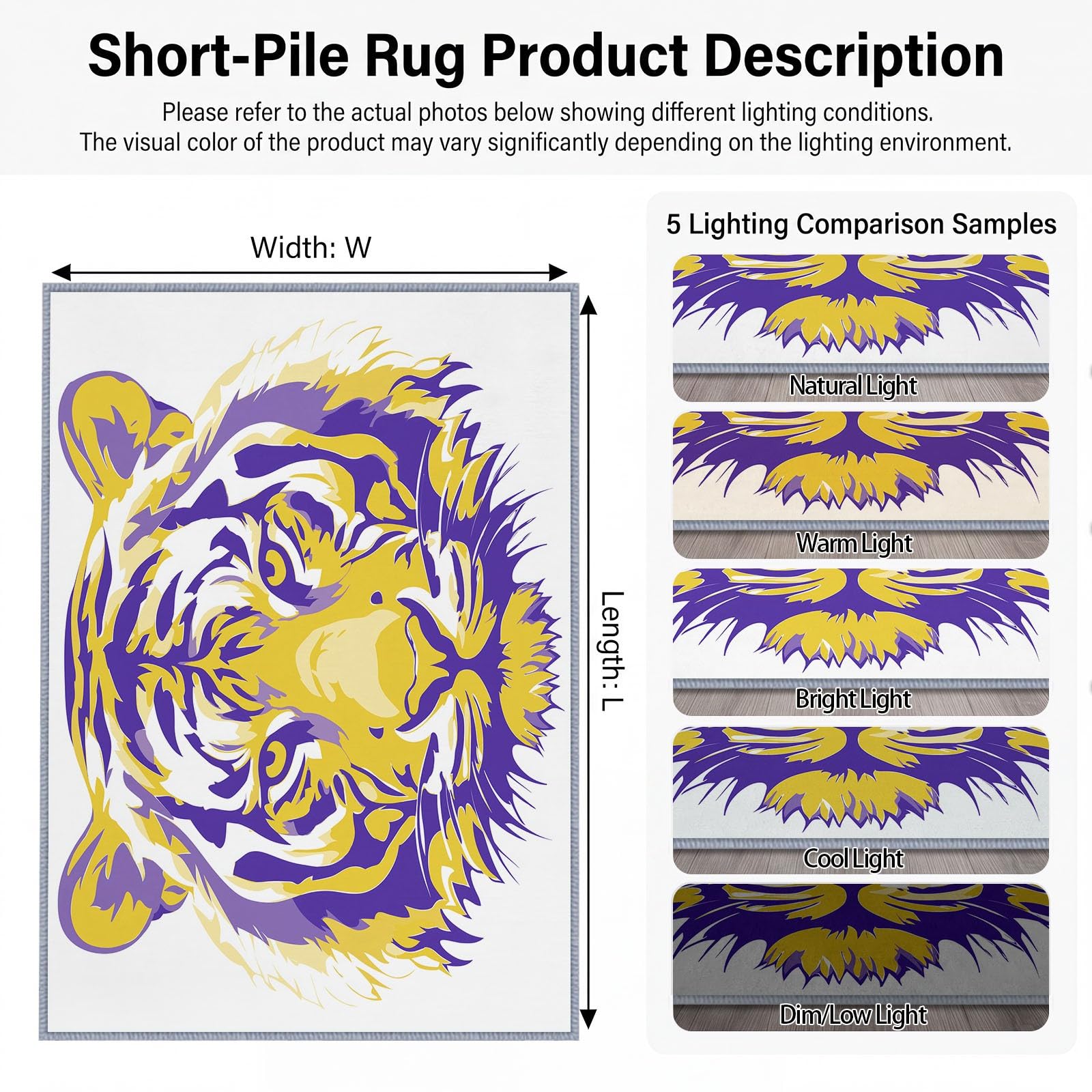 Tapis de Salon Animaux 180 x 240 cm, Tigre Tapis Poils Courts Lavable Moderne, Décoratif Antidérapant et Doux pour Salon Chambre et Bureau