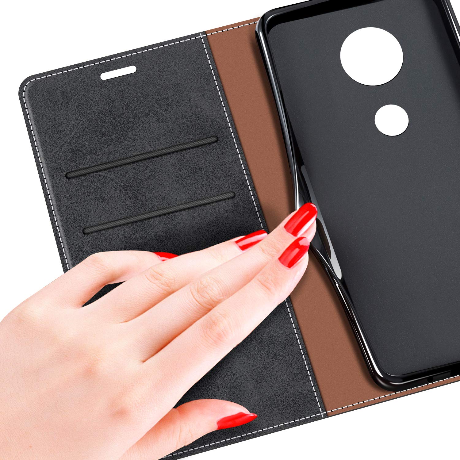 MOBESV Custodia per Motorola Moto G7 Play, Cover a Libro Magnetica Custodia in Pelle per Motorola Moto G7 Play, Elegante Nero